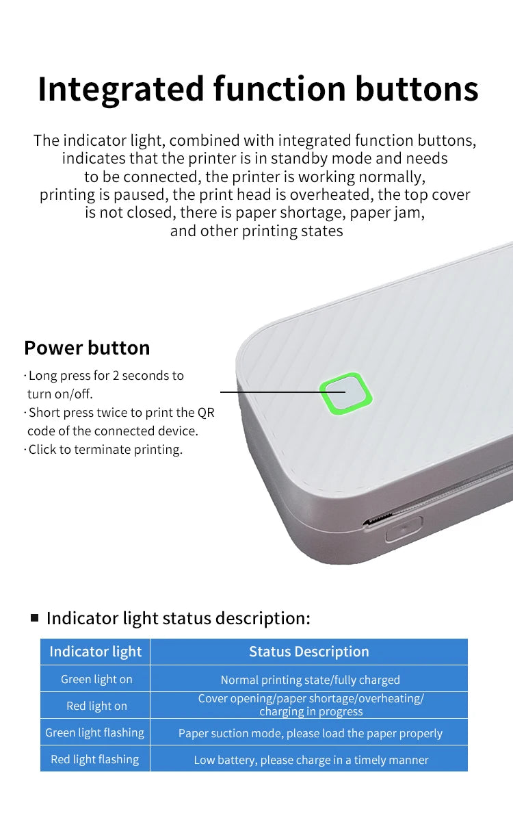 Inkless Portable A4 Thermal Printer Bluetooth PDF Excel Word Document Printing Machine Paper Roll For Office Work Home School