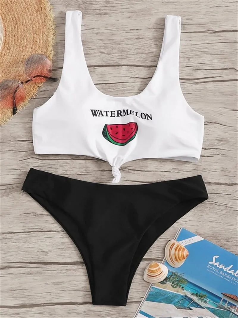 Beach Bikini 2024 Woman Sexy Front Lace Up Tie Bandeau Leopard Swimsuit Female Push Up Ruffled Bow Bathing Suit Thong Swimwear