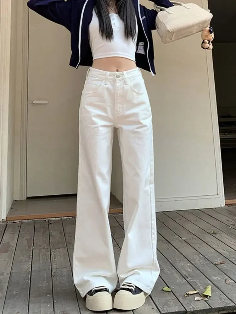 Women's Jeans Wide Leg Summer Female Cowboy Pants Korean Popular Clothes Harajuku Fashion Retro Casual Chic and Elegant Trousers