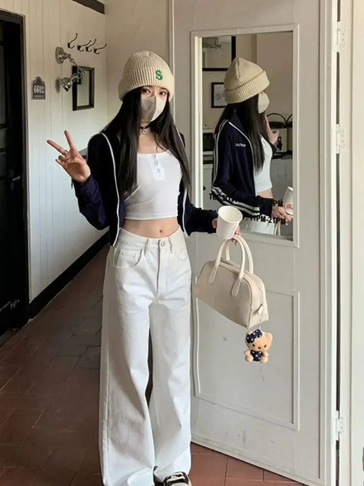 Women's Jeans Wide Leg Summer Female Cowboy Pants Korean Popular Clothes Harajuku Fashion Retro Casual Chic and Elegant Trousers