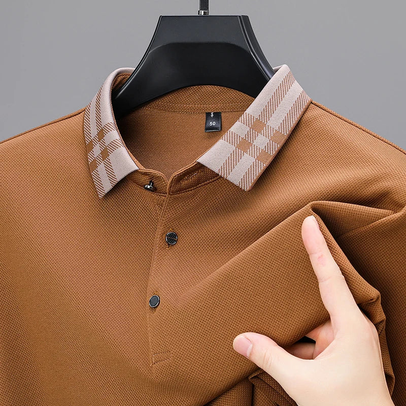 High quality long sleeve men's polo shirt with autumn personalized flip collar fashionable luxury design top casual Paul T-shirt