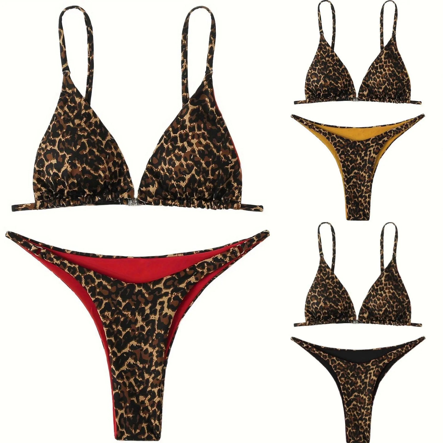 High Cut Micro Bikini Women Leopard Bandage Push Up Swimsuit Sexy Bathing Suit Padded Thong Swimwear Biquini Trajes De Baño 2024