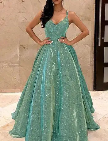 Women Strap Sleeveless High Waist Sequines Long Maxi Dress Floor Length A Line V Neck Sexy Summer Spring Party Evening