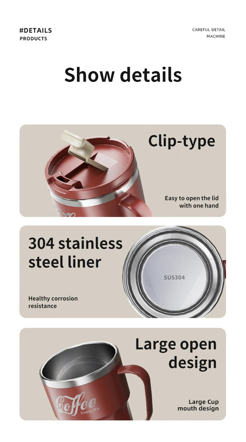 WORTHBUY 304 Stainless Steel Insulated Water Cup Double-Walled Drinking Cup Travel Portable Anti Scalding Milk Coffee Cup