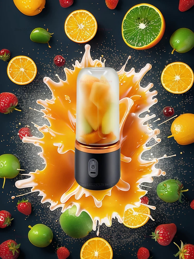 Portable 2-Cup Fruit Juicer Blender mini Ice Crusher USB Rechargeable Wireless Juice Extractor for Smoothies Travel Compact