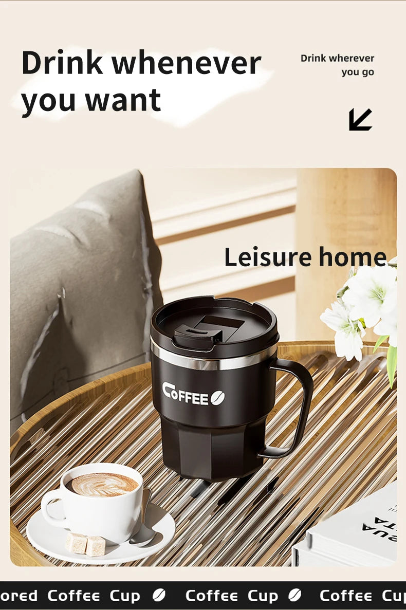 WORTHBUY 304 Stainless Steel Insulated Water Cup Double-Walled Drinking Cup Travel Portable Anti Scalding Milk Coffee Cup