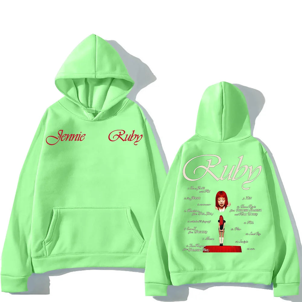 2025 New Jennie Kpop Hoodie Jennie Ruby 1st Album Tracklist Clothes Unisex Design Aesthetic Pullover Jennie Pretty Girl Mantra