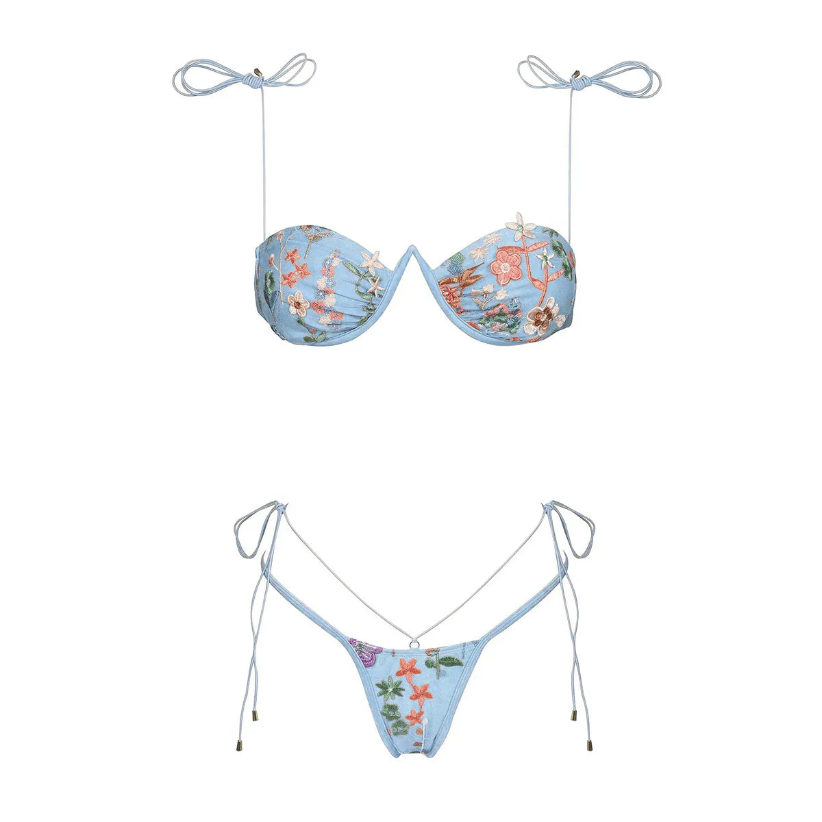 Shiny Diamond Bikini Set Sexy Women Swimsuit Push Up Swimwear Female Bandeau Biquini Halter Bathing Suit Blue Bodysuit Beachwear