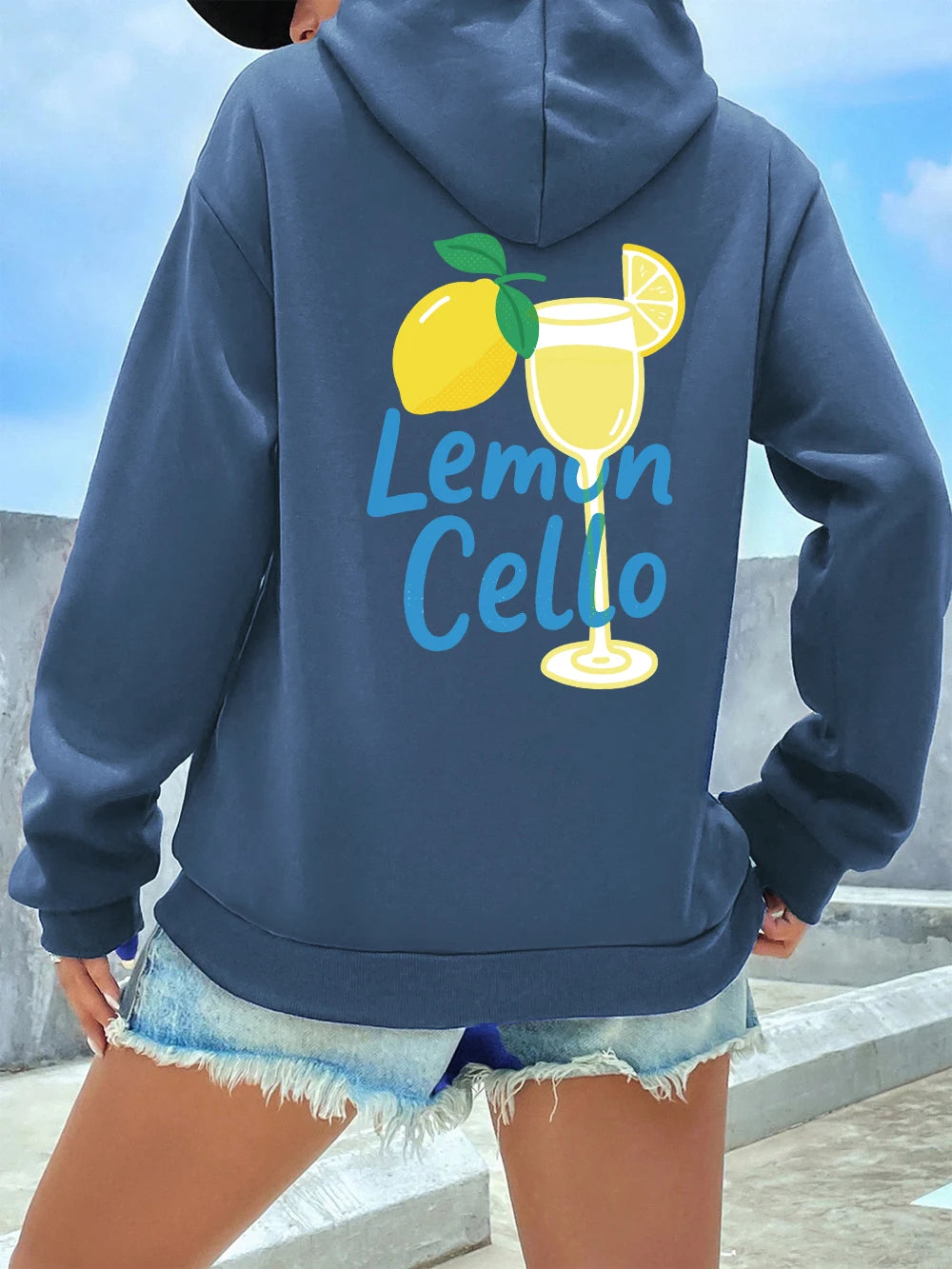 Fruit Wine Made With Lemon Juice Prints Hoodies Women Winter Fleece Warm Sweatshirt Casual Pocket Pullovers Basics Loose Clothes