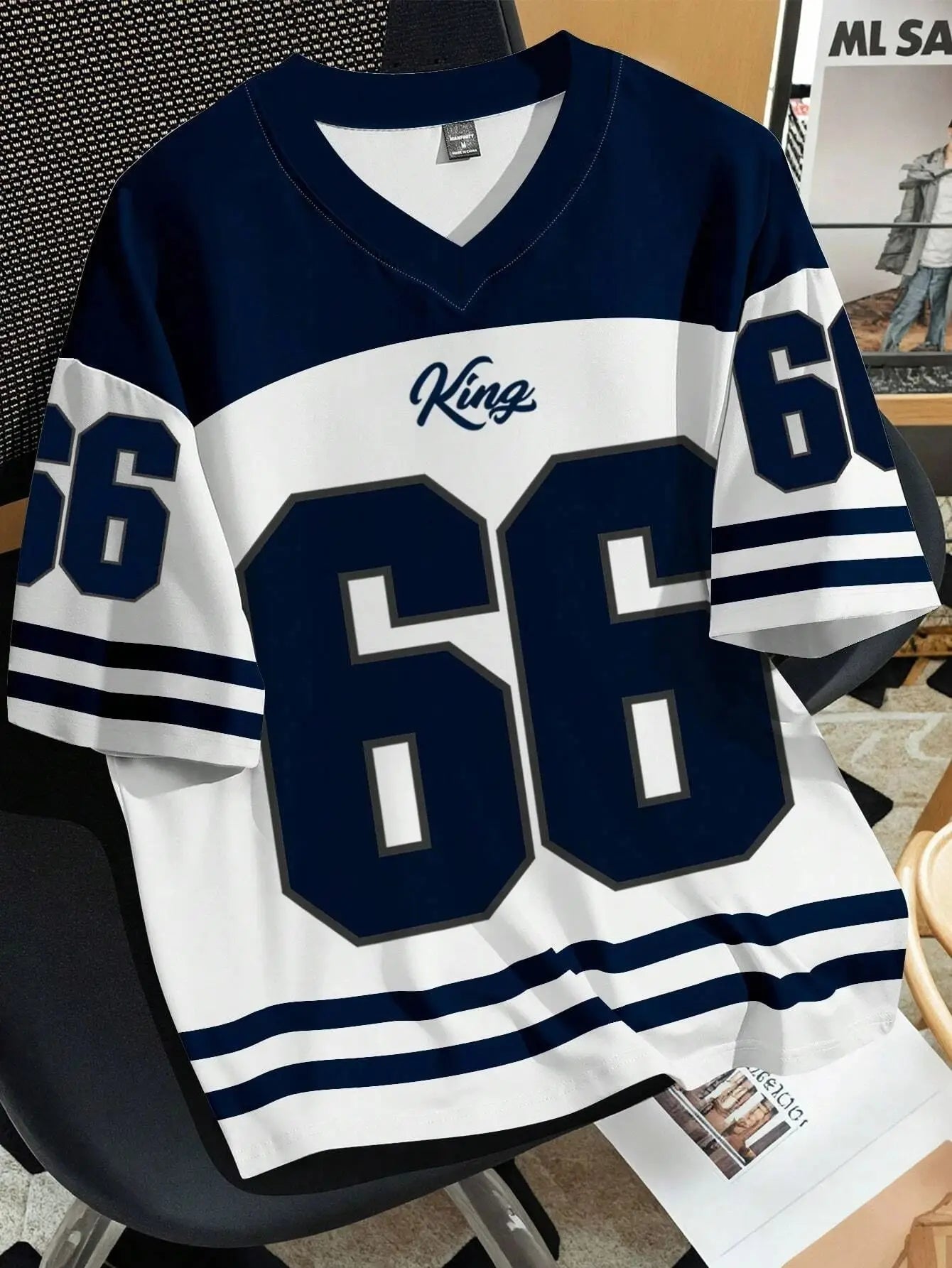 2025 summer new V-neck men's casual T-shirt Chicago letter-printed polyester pullover summer daily outdoor street wear clothes