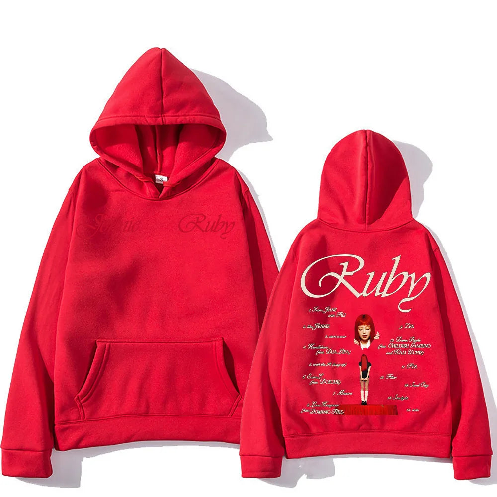 2025 New Jennie Kpop Hoodie Jennie Ruby 1st Album Tracklist Clothes Unisex Design Aesthetic Pullover Jennie Pretty Girl Mantra