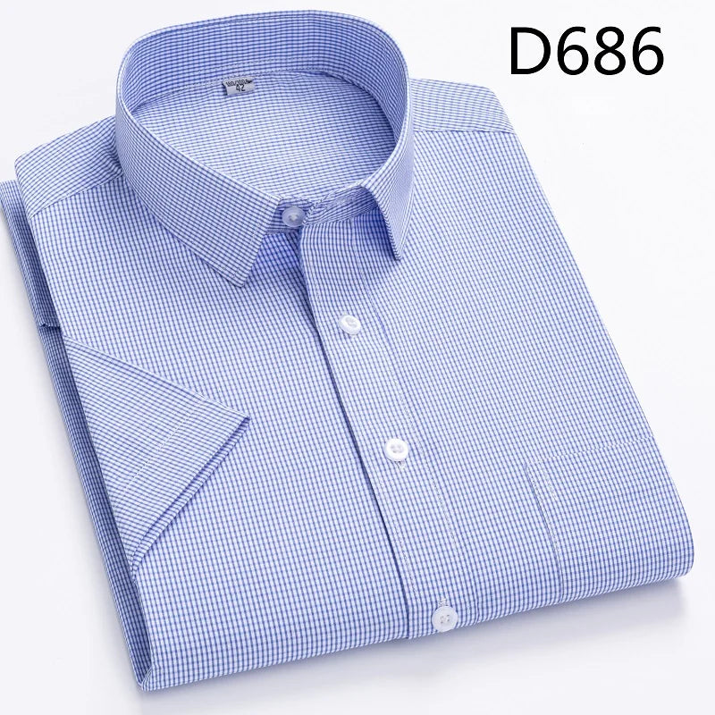Summer thin men's business social short-sleeved shirt professional formal striped casual non-ironing breathable shirt slim fit