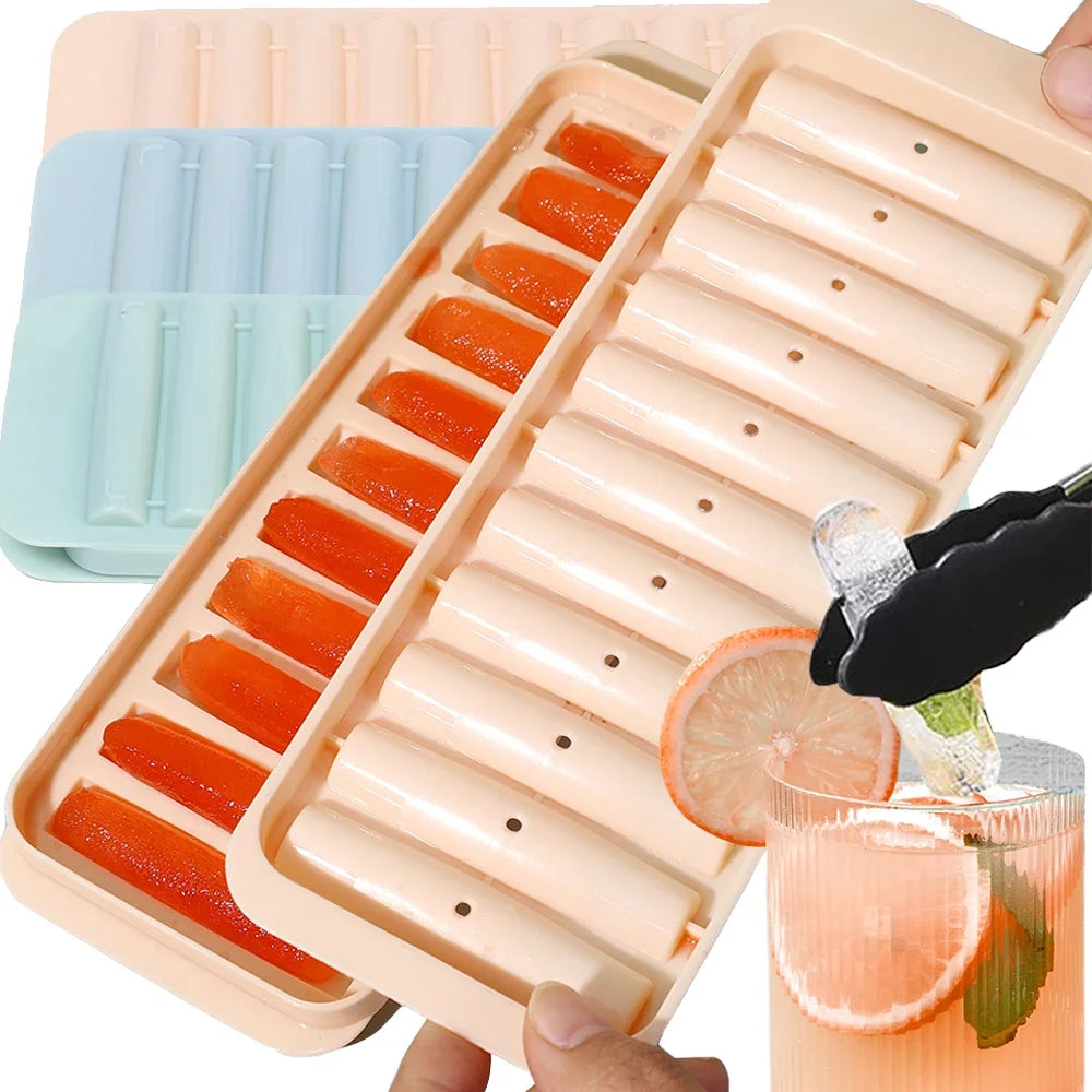 Creative Silicone Ice Cube Molds Reusable 11 Grids Freezing Mould Long Stick Shape Mold Drink Wine Juice Chilled Kitchen Gadgets