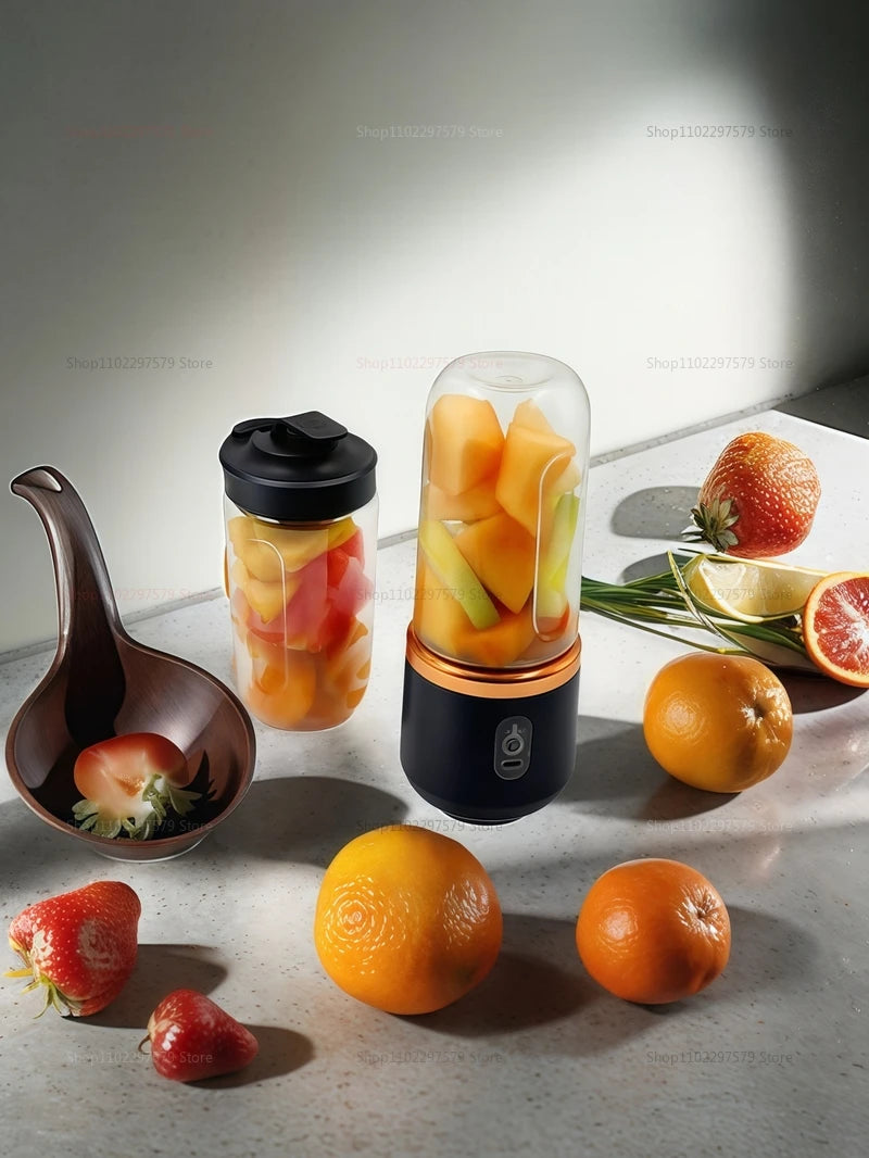 Portable 2-Cup Fruit Juicer Blender mini Ice Crusher USB Rechargeable Wireless Juice Extractor for Smoothies Travel Compact