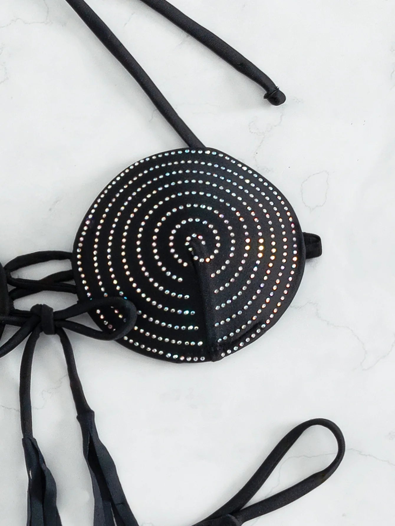 Sexy Rhinestone Micro Bikini Set Women 2025 Creative Two-Piece Circular Swimsuit Lace Up Suspender Thong Bathing Suit Beachwear