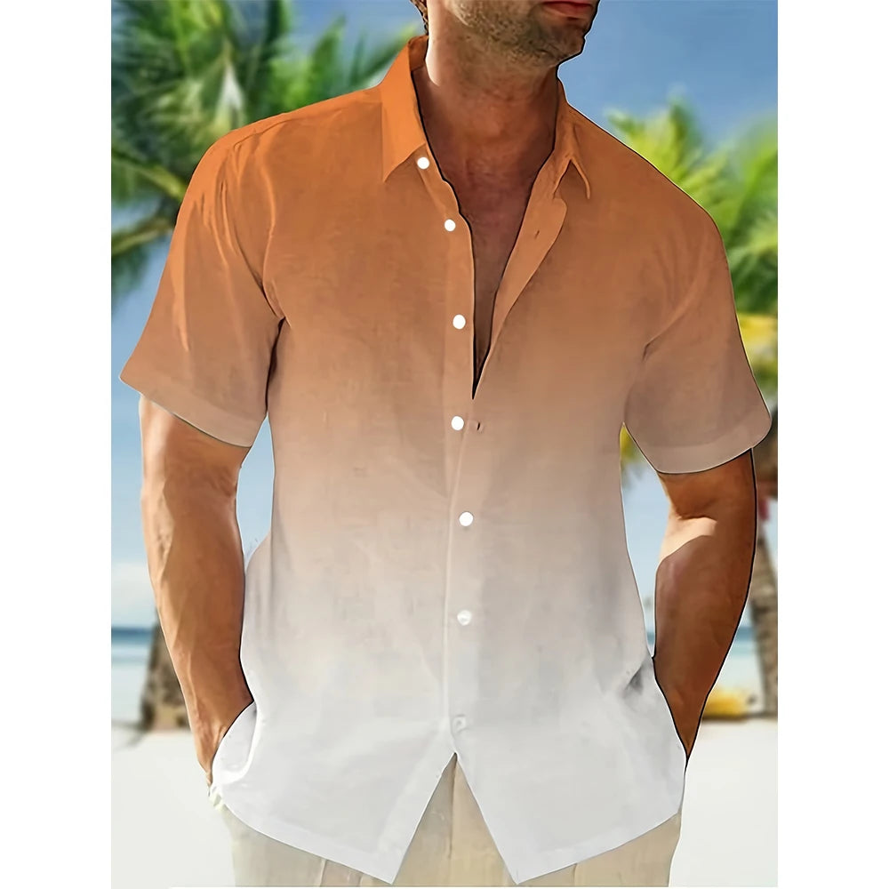 Summer Gradient 3D Print Hawaiian Beach Shirts Men Women Casual Fashion Streetwear Oversized Short Sleeve Shirt Man Tops Blouse