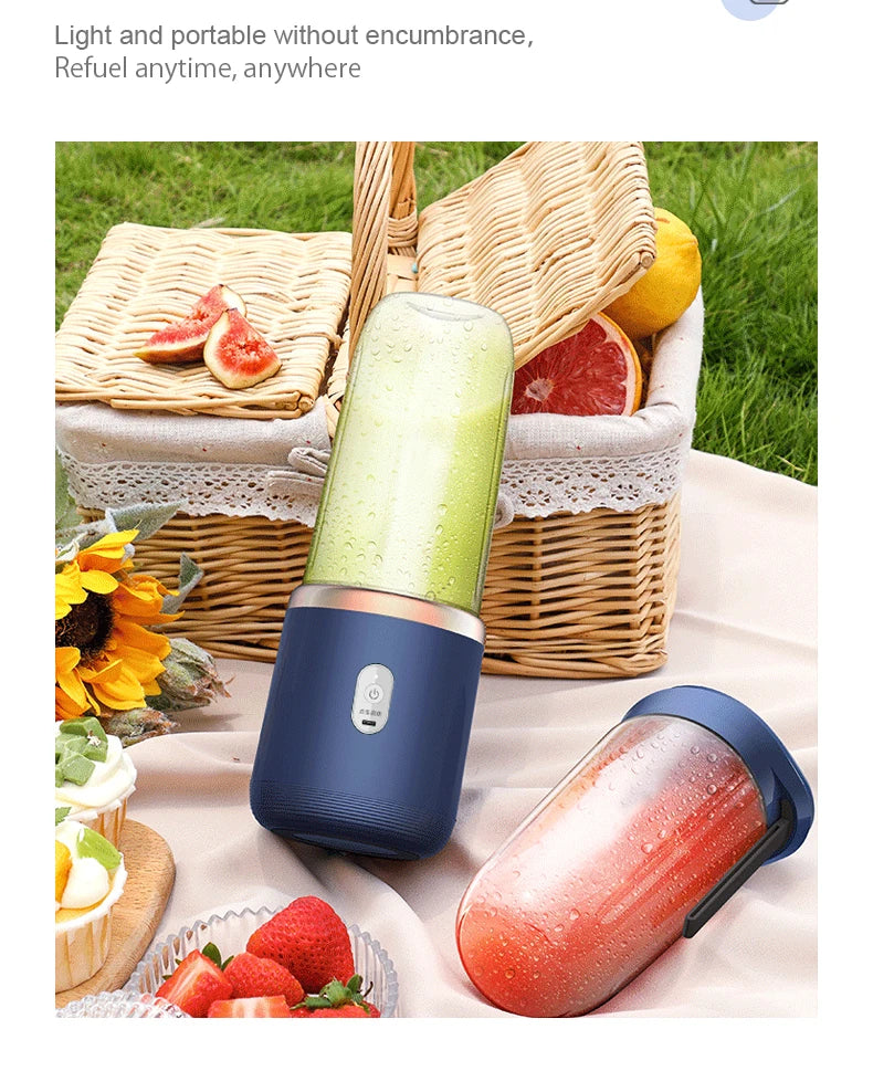 Portable Juicer Cup Smoothie Blender 6 Blade Blender Bottle Household Fruit Juicer Cup USB Rechargeable Juicer Kitchen Tool