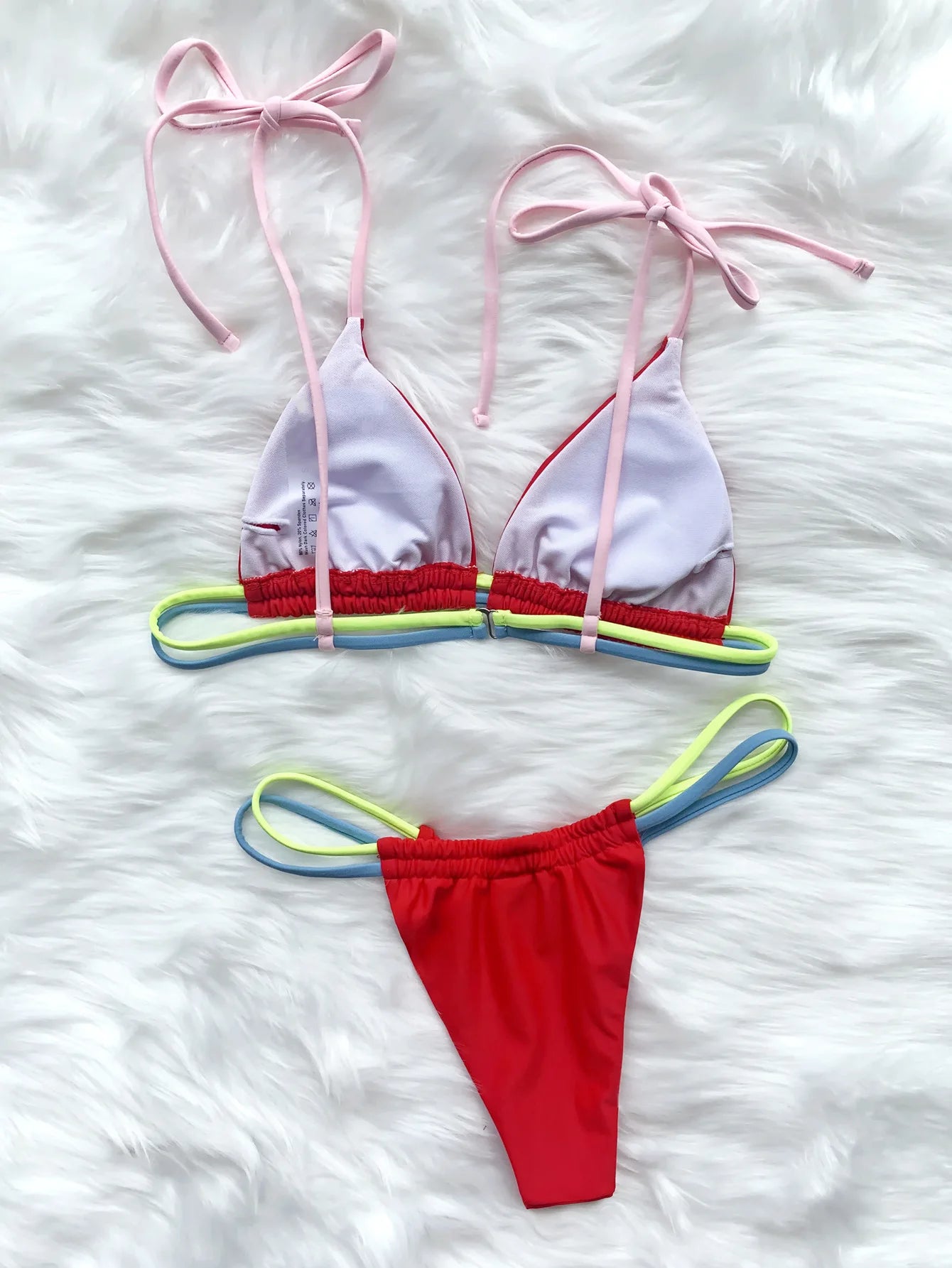 Contrast Color Sexy Micro Bikini Set Women's Swimsuit 2025 Summer Push Up Swimwear Triangle String Biquini Bathing Suit Monokini