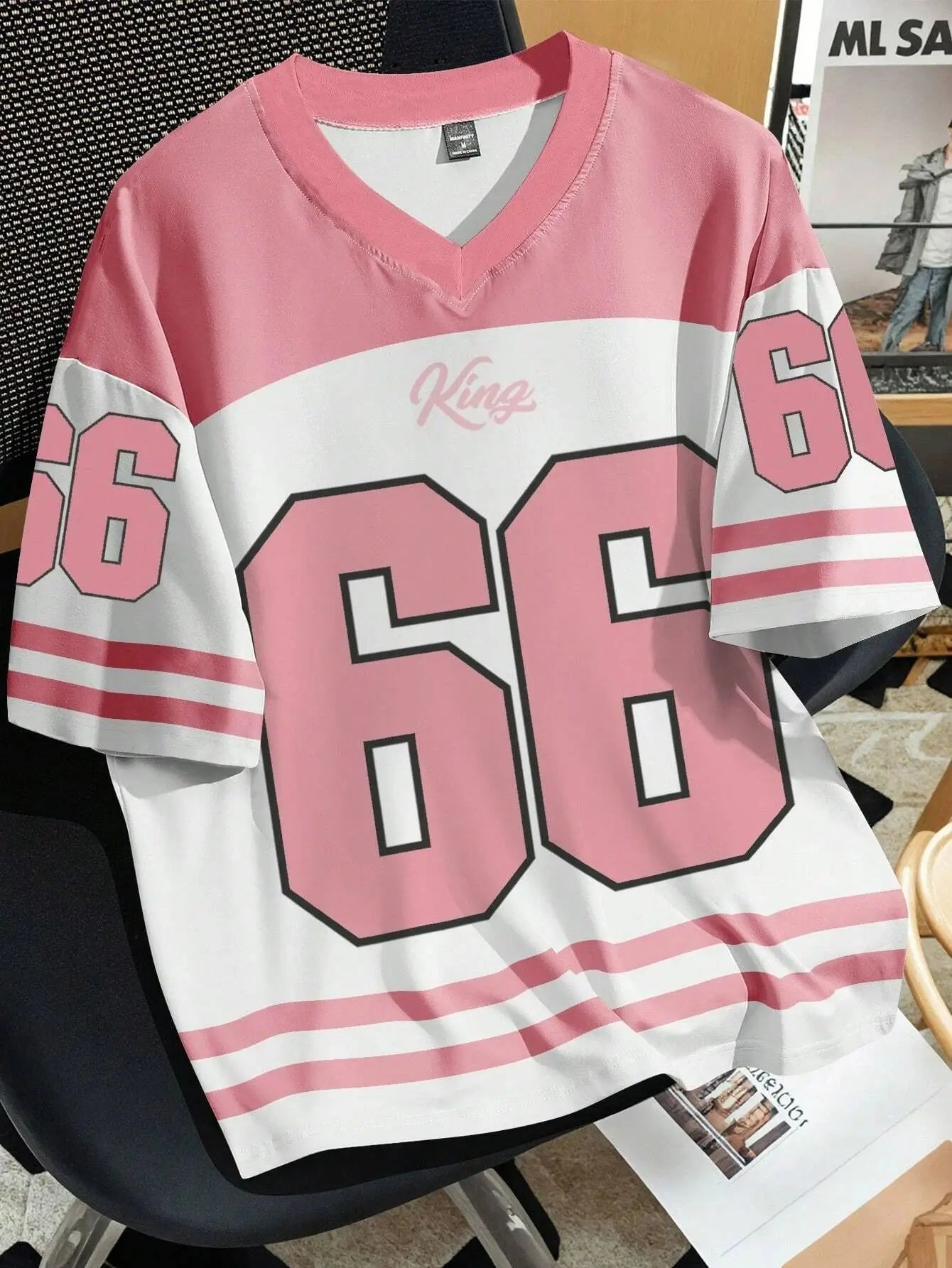 2025 summer new V-neck men's casual T-shirt Chicago letter-printed polyester pullover summer daily outdoor street wear clothes