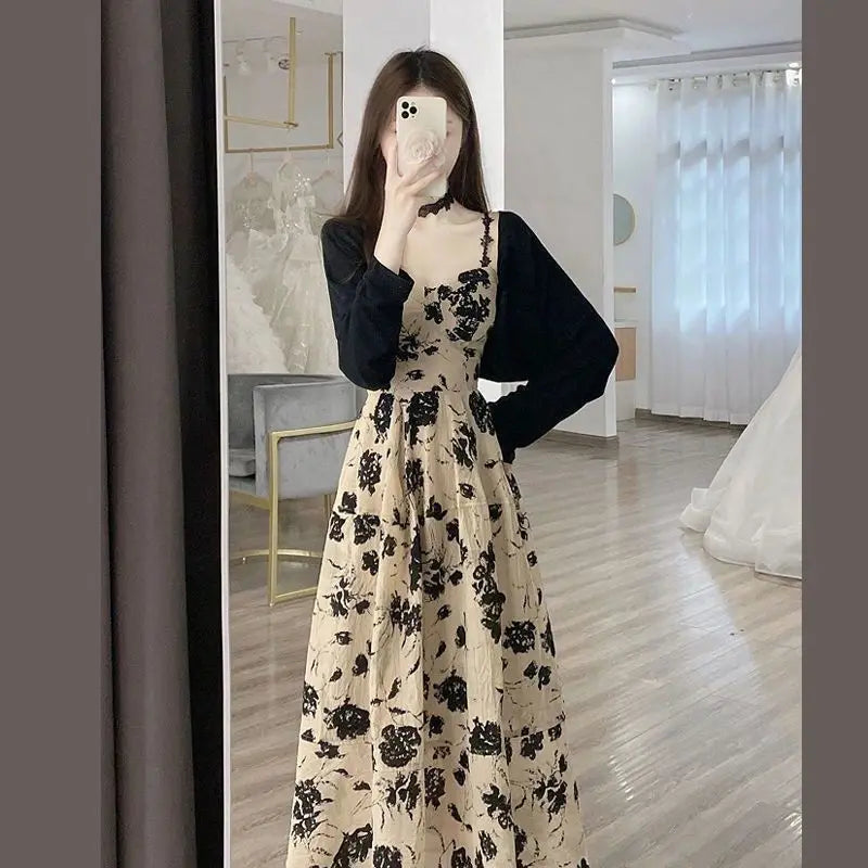 Summer New Dress Matching Set Women's Fashion Sunscreen Shirt Top+Strap Skirt Two Piece Korean Elegant Dresses Suit