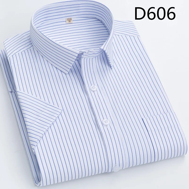 Summer thin men's business social short-sleeved shirt professional formal striped casual non-ironing breathable shirt slim fit