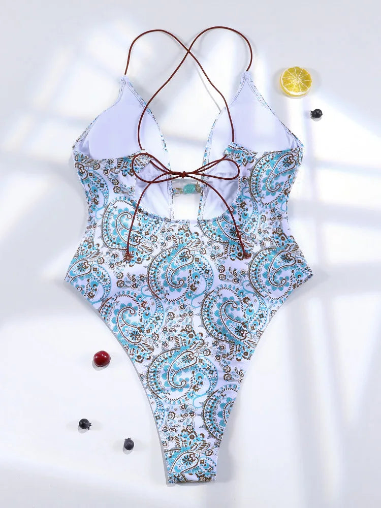 ZRTAK Sexy One Piece Swimsuit Female Sexy Women Monokini Swimwear 2025 Bandage Bathing Suit Pleated Biquini Vintage Beachwear