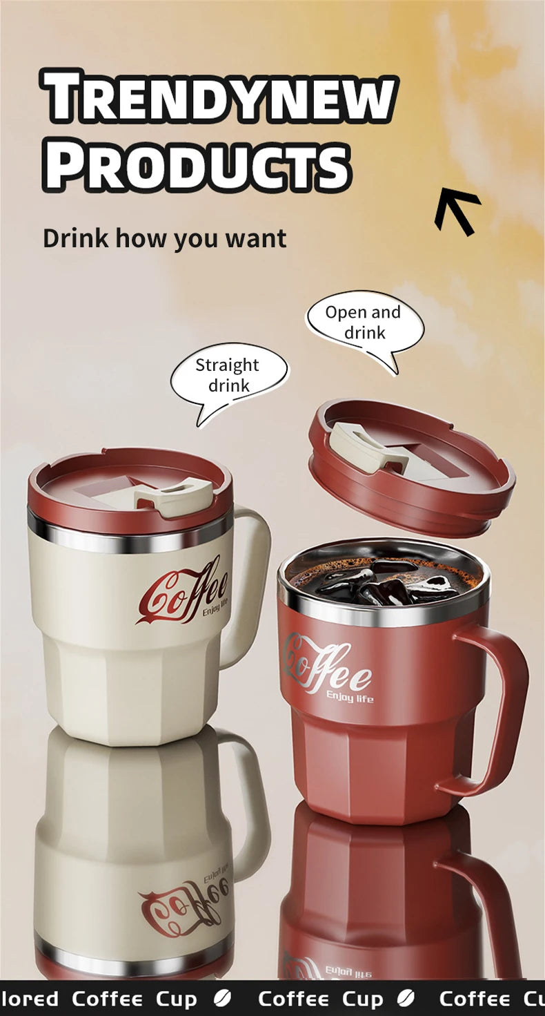 WORTHBUY 304 Stainless Steel Insulated Water Cup Double-Walled Drinking Cup Travel Portable Anti Scalding Milk Coffee Cup