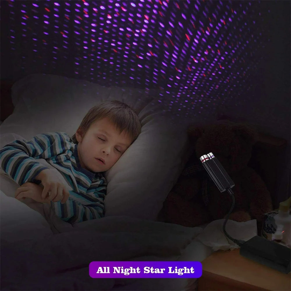 USB Dual Head LED Starry Sky Night Light USB Powered Galaxy Star Projector Atmosphere Lamp For Auto Car Roof Room Ceiling Decor
