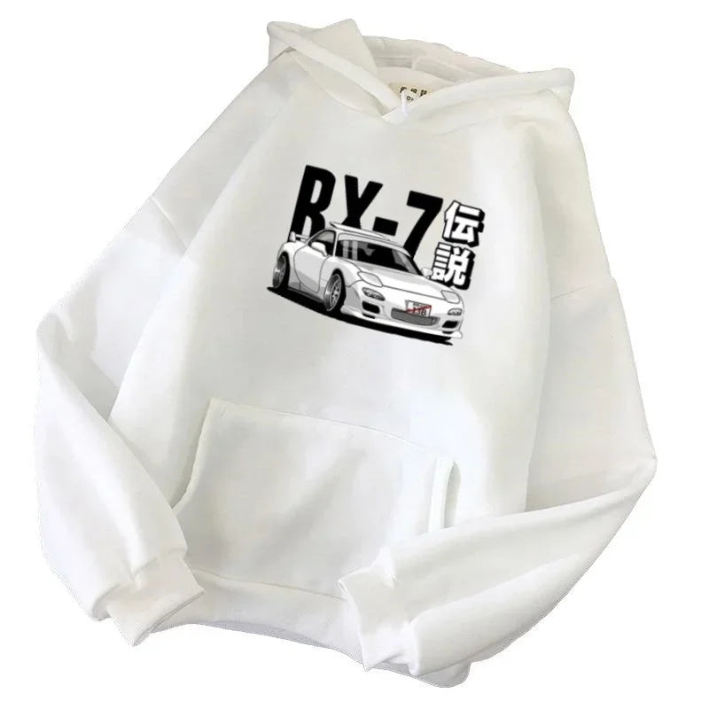 Initial D Hoodie Jdm Vintage Rx7 Fd Drift Japanese Car Print Sweatshirt Harajuku Loose Women's Sportswear Street Pullover Y2KTop