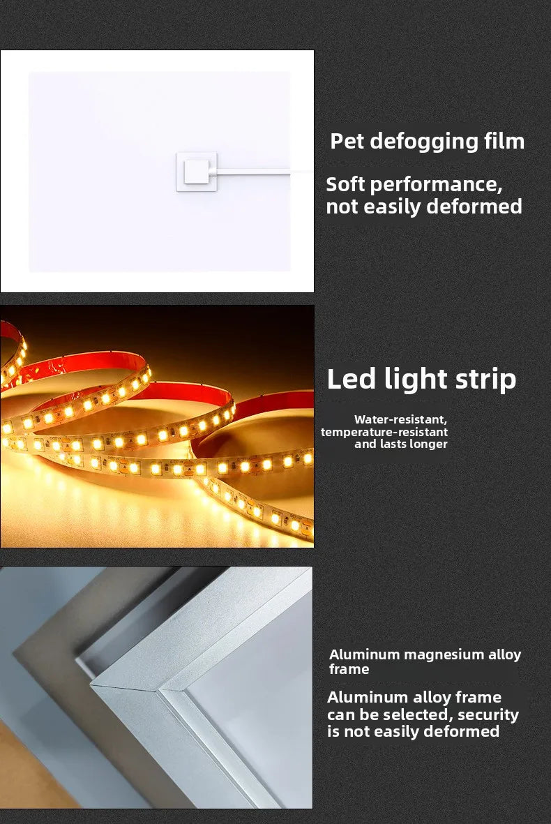 Bathroom Smart Mirror Toilet Toilet Toilet Mirror LED Light Mirror Makeup Defogging Human Body Induction Touch Screen Smart