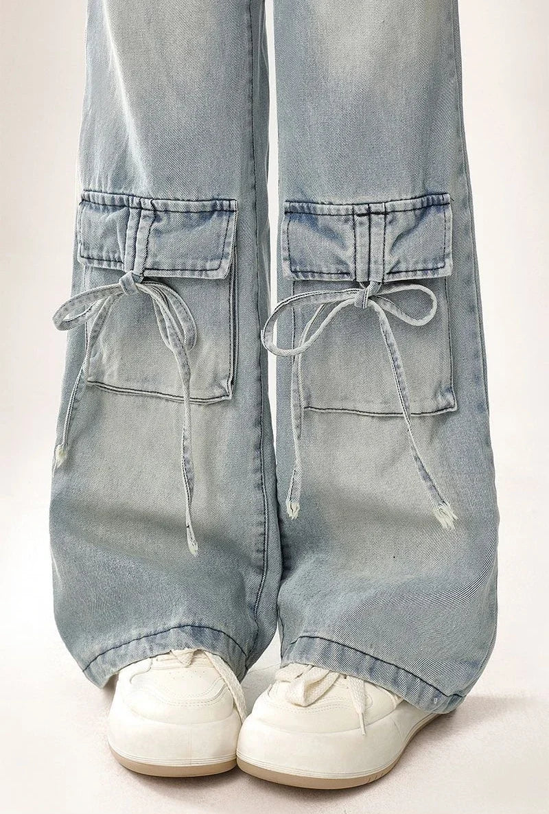 Woman Jeans Cargo Wide Leg Denim Pants for Women Size X Larg on Sale Pant Harajuku Fashion Vibrant 2025 Emo Gyaru Cheap Trousers