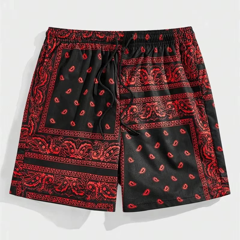 Trend Bandana Graphic Beach Short for Men Summer Fashion Swim Trunks Loose Casual Streetwear Hawaiian Short Pants