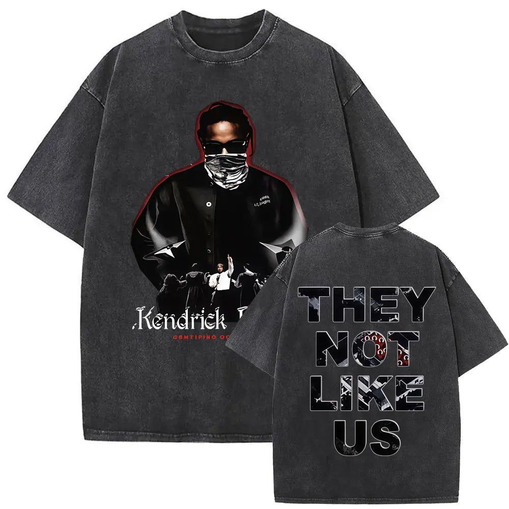ck Lamar ThLimited Rapper Kendriey Not Like Us Washed Vintage T-shirt Summer Men Women Hip Hop Oversized Street Crewneck T Shirt