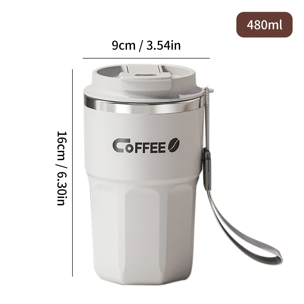 WORTHBUY 304 Stainless Steel Insulated Water Cup Double-Walled Drinking Cup Travel Portable Anti Scalding Milk Coffee Cup