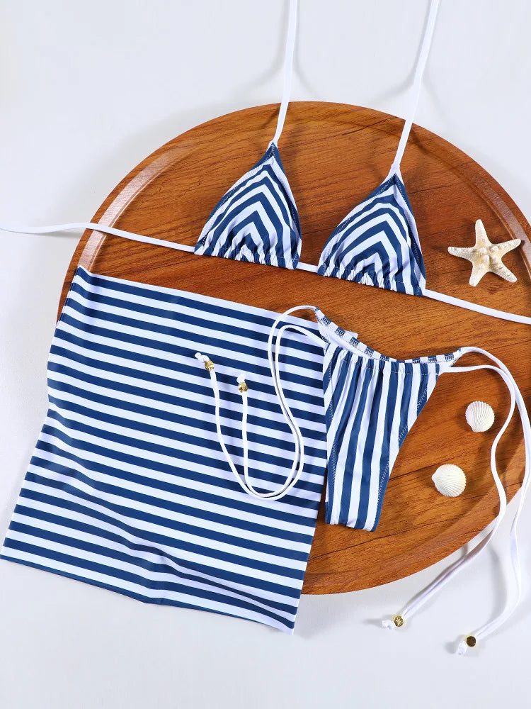 ZRTAK New Arrival Triangle Bikini Women Striped Swimsuit Micro Swimwear Print Bathing Suit Brazilian Biquini Sexy Beach Wear