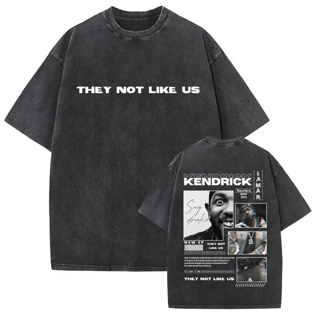 ck Lamar ThLimited Rapper Kendriey Not Like Us Washed Vintage T-shirt Summer Men Women Hip Hop Oversized Street Crewneck T Shirt