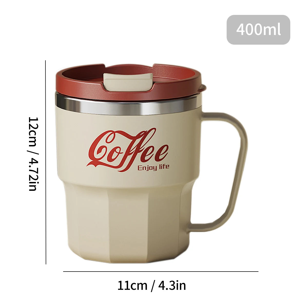 WORTHBUY 304 Stainless Steel Insulated Water Cup Double-Walled Drinking Cup Travel Portable Anti Scalding Milk Coffee Cup