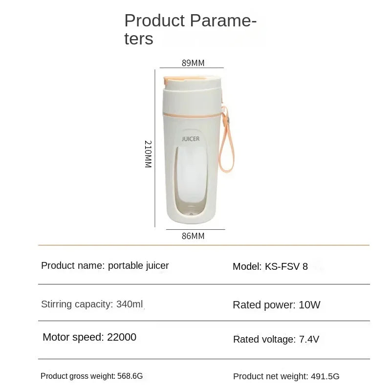 Portable Blender USB Rechargeable Personal Size Blender Juicer Machines Cup For Smoothies And Shakes Mini Fruit Mixer Cup