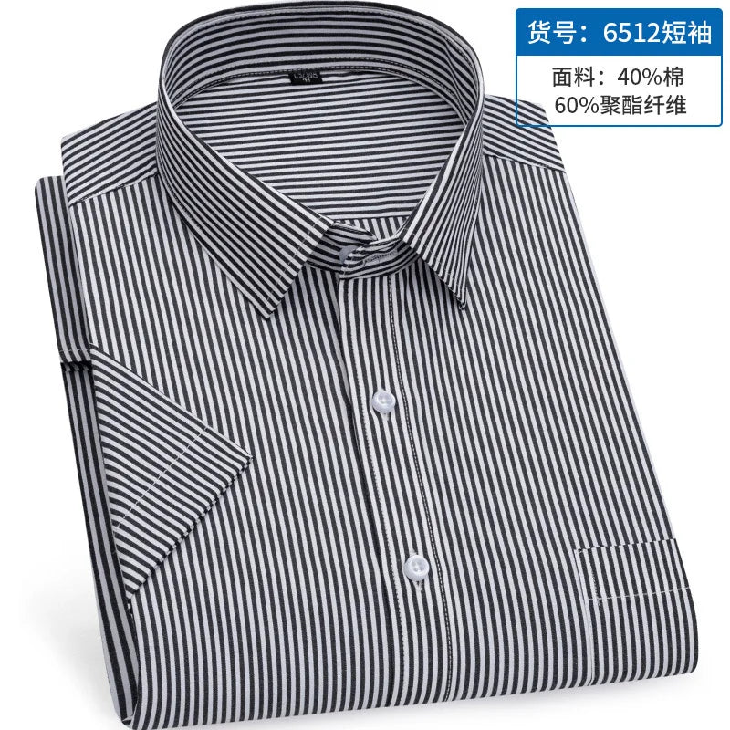 Summer thin men's business social short-sleeved shirt professional formal striped casual non-ironing breathable shirt slim fit