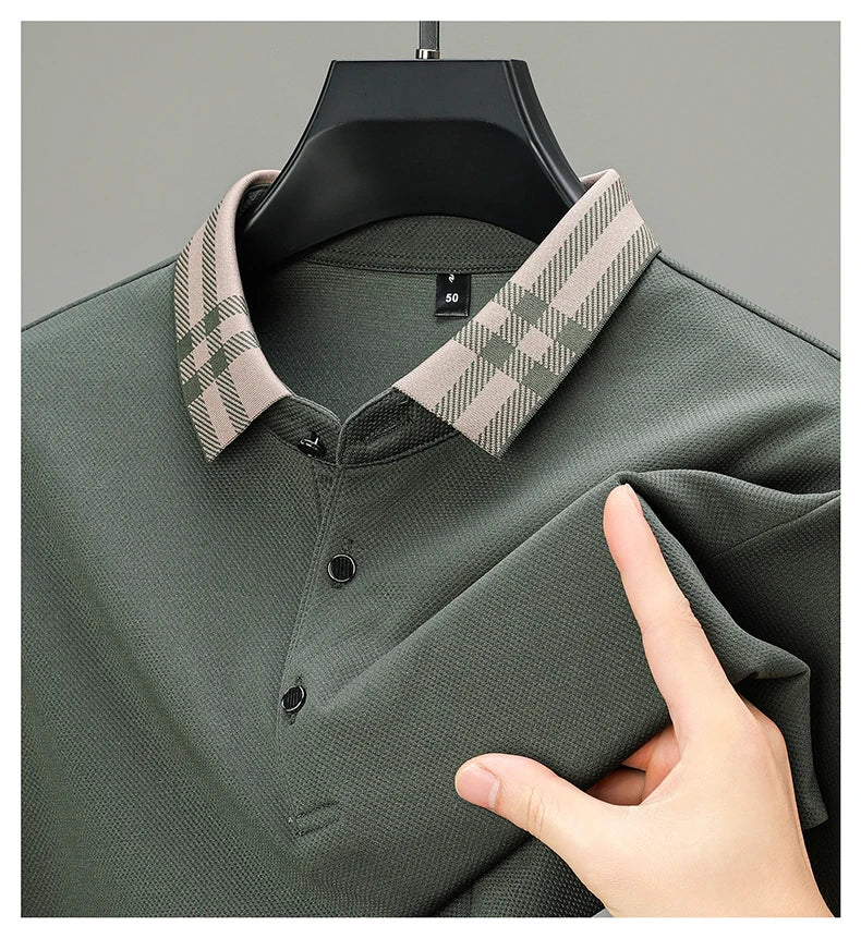 High quality long sleeve men's polo shirt with autumn personalized flip collar fashionable luxury design top casual Paul T-shirt