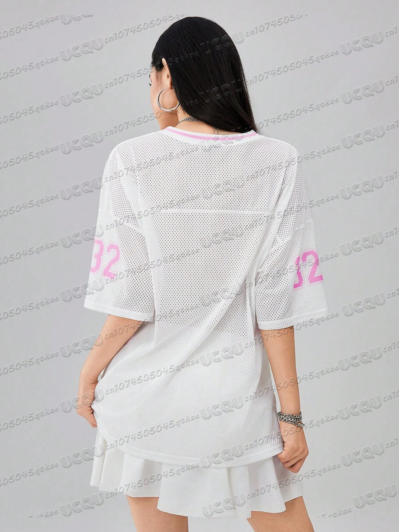 American Digital Printed Jersey T-Shirt V-Neck Mesh Short Sleeved World Bank Streetwear Casual Women'S Clothing Top