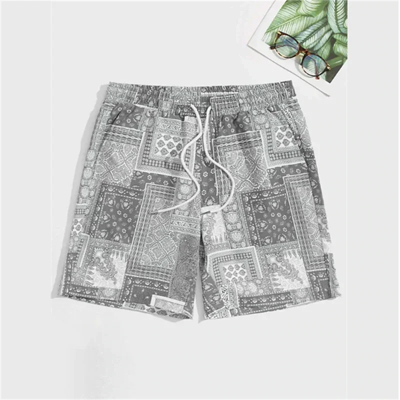 Trend Bandana Graphic Beach Short for Men Summer Fashion 3D Printed Swim Trunks Loose Casual Streetwear Hawaiian Short Pants