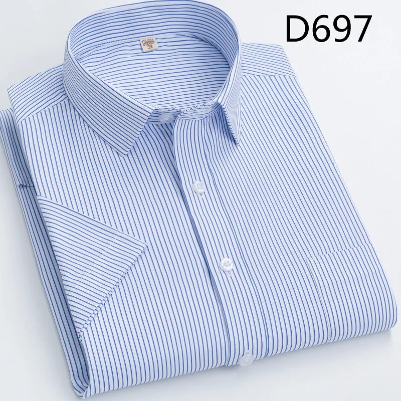 Summer thin men's business social short-sleeved shirt professional formal striped casual non-ironing breathable shirt slim fit