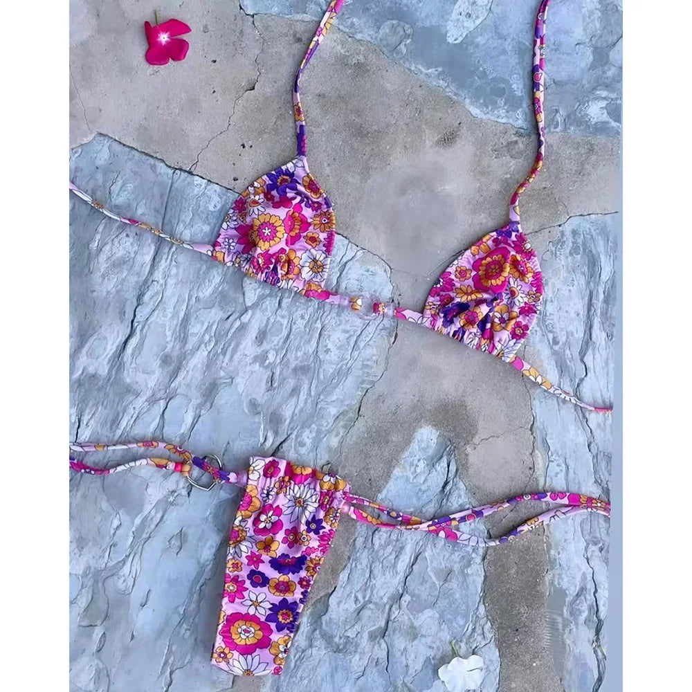 Micro Bikini Push Up Women Swimsuits 2025 Sexy Swimwear Brazilian Bikini Set Halter Biquini Swim Suits Print Beachwear Female