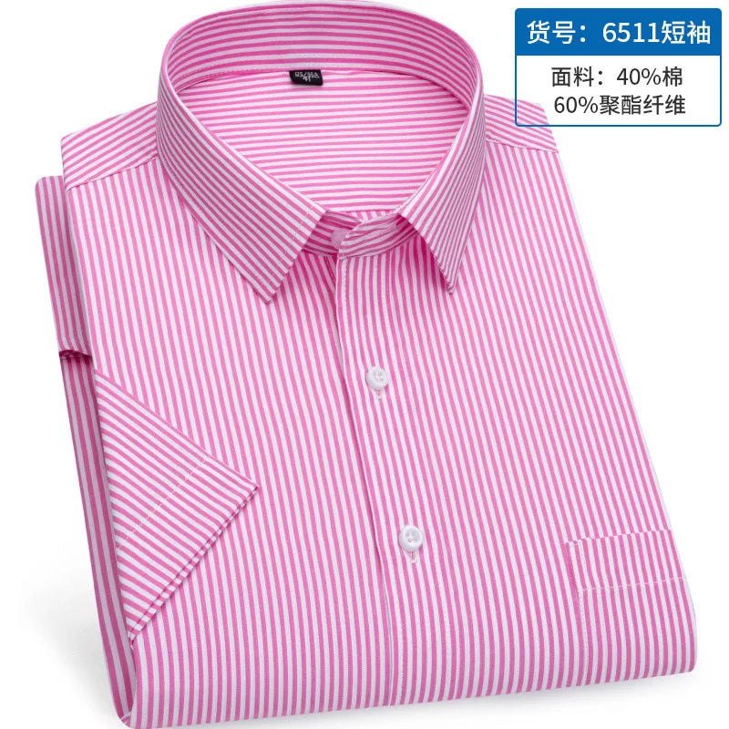 Summer thin men's business social short-sleeved shirt professional formal striped casual non-ironing breathable shirt slim fit