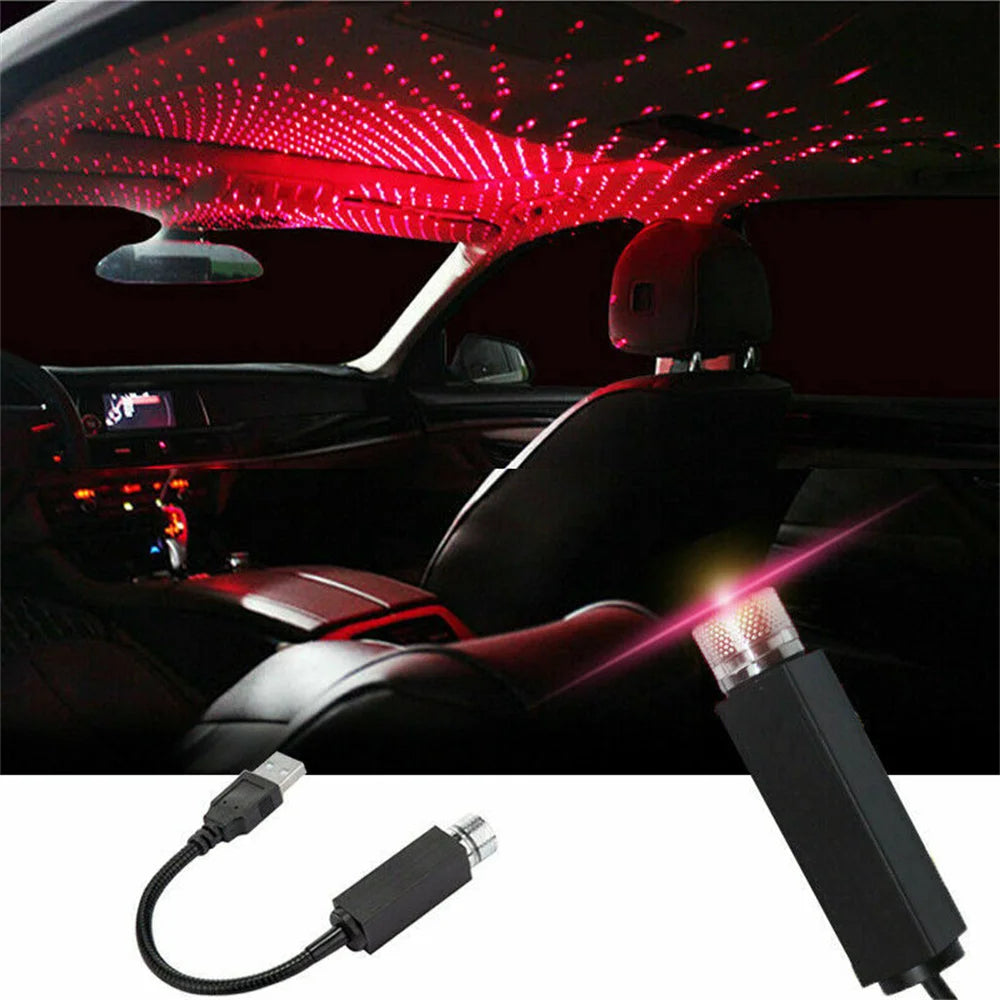 USB Dual Head LED Starry Sky Night Light USB Powered Galaxy Star Projector Atmosphere Lamp For Auto Car Roof Room Ceiling Decor