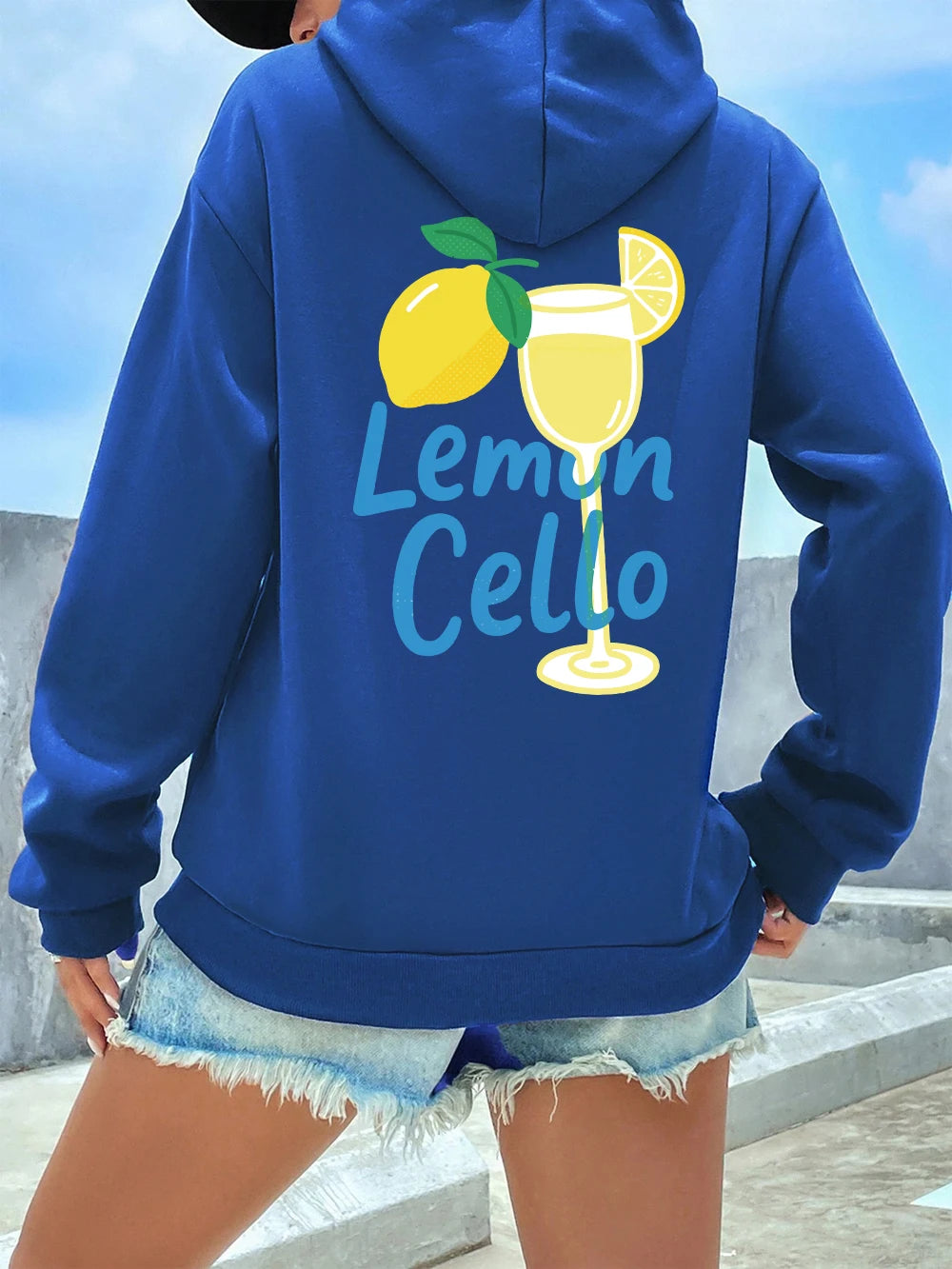 Fruit Wine Made With Lemon Juice Prints Hoodies Women Winter Fleece Warm Sweatshirt Casual Pocket Pullovers Basics Loose Clothes