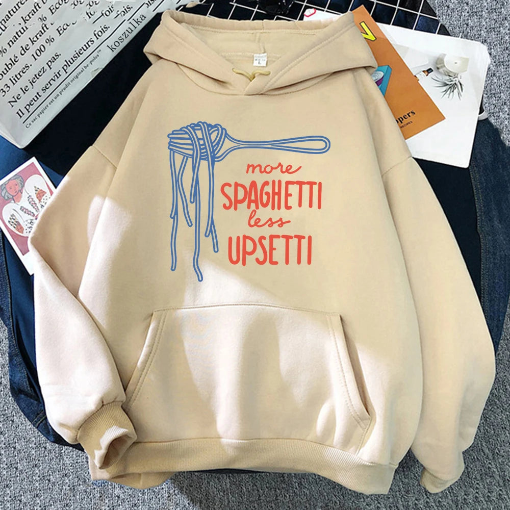 Funny Duck Spaghetti Hoodie More Spaghetti Less Upsetti Women Hoodies Autumn Winter Clothes Aesthetic Sweatshirt Vintage