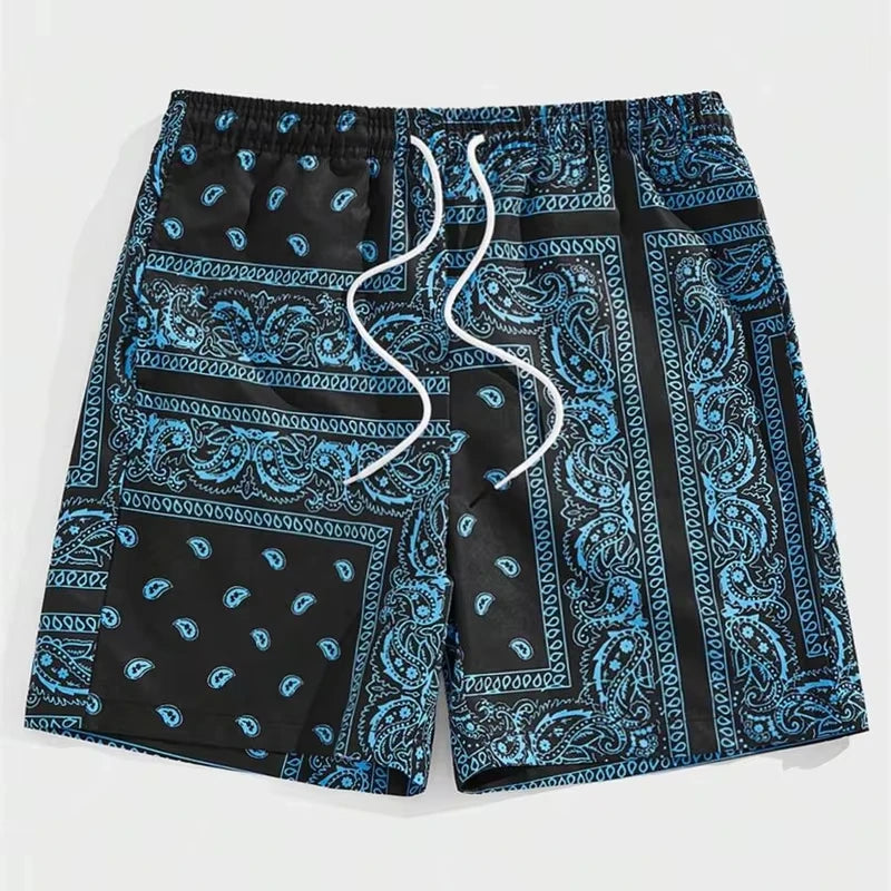 Trend Bandana Graphic Beach Short for Men Summer Fashion Swim Trunks Loose Casual Streetwear Hawaiian Short Pants