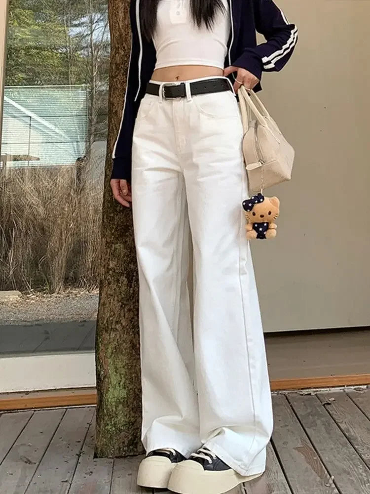 Women's Jeans Wide Leg Summer Female Cowboy Pants Korean Popular Clothes Harajuku Fashion Retro Casual Chic and Elegant Trousers